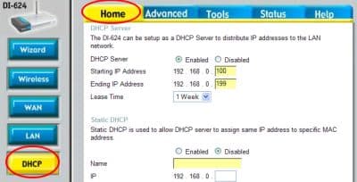 On the DHCP Server screen, use the screen shot below as a reference ...