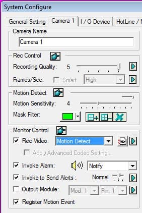 Geovision Configure Cameras for Alert