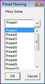 PTZ Preset Naming Menu