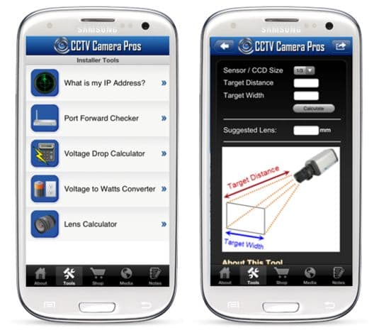 CCTV Lens Calculator in Android Mobile App