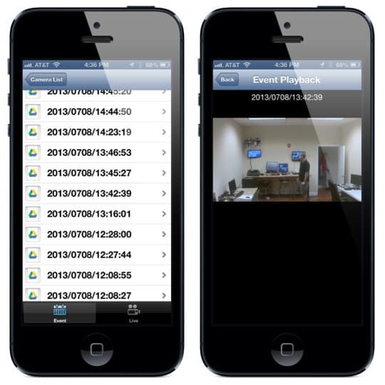 iPhone App Cloud Surveillance Video Playback