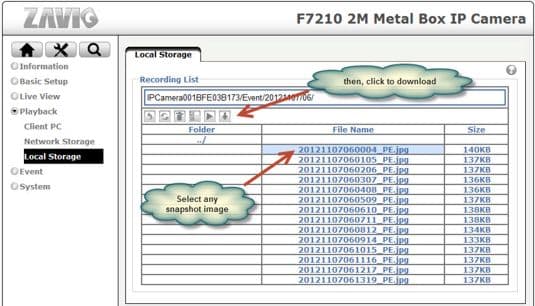 IP Security Camera Snapshot to SD Card