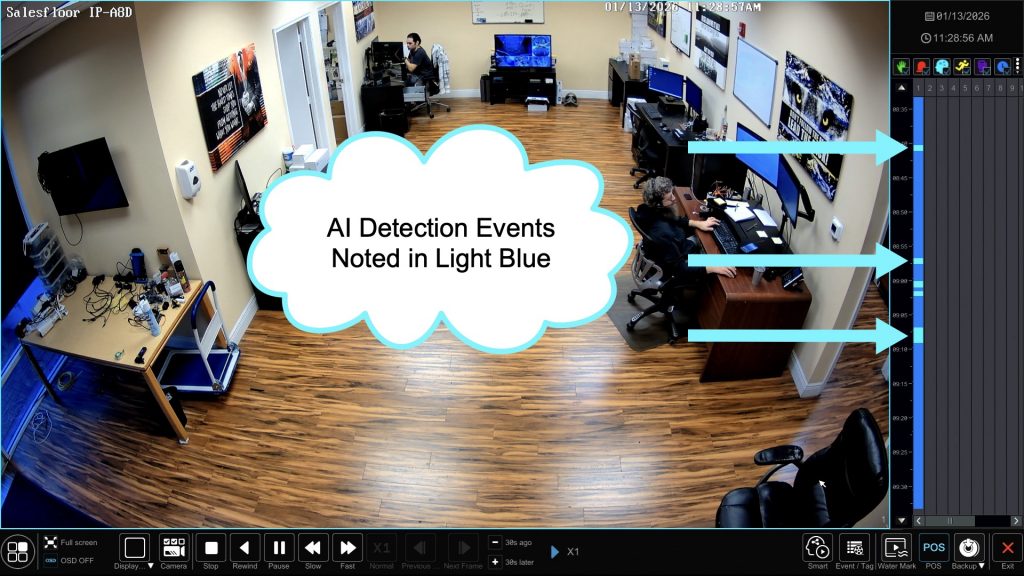AI Security Camera Video Recordings Annotation in light blue