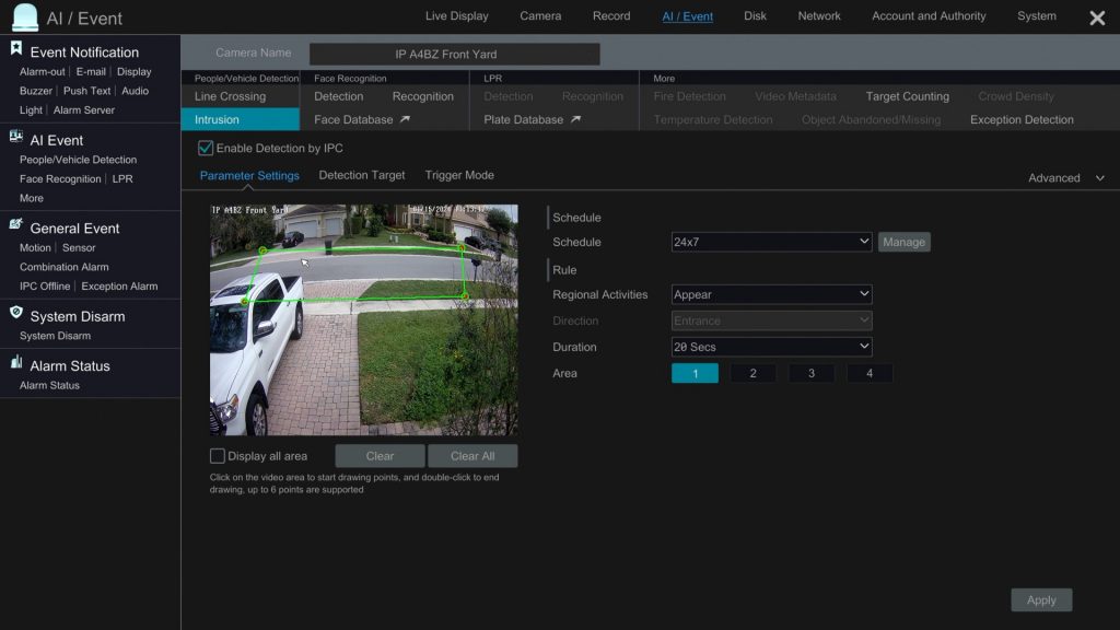 AI security camera vehicle detection