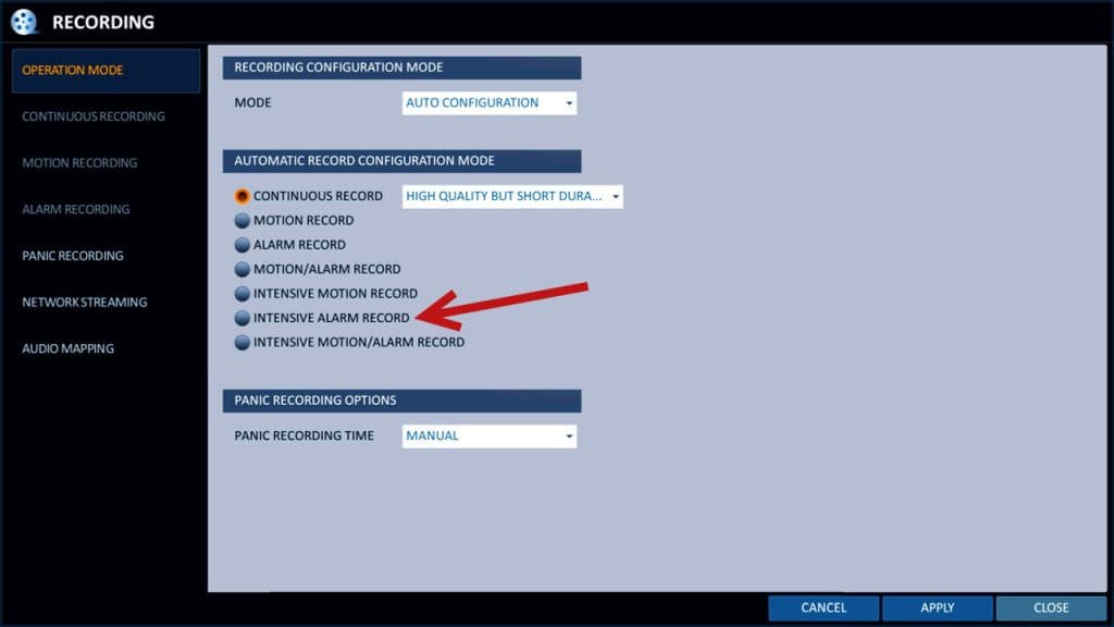 CCTV DVR Alarm Input recording