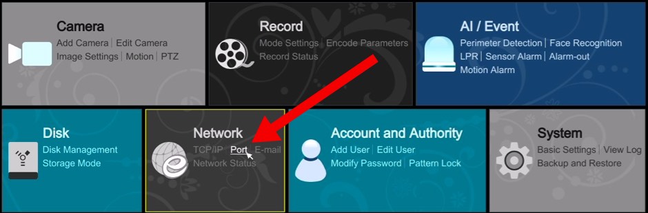 DVR NVR Port Settings