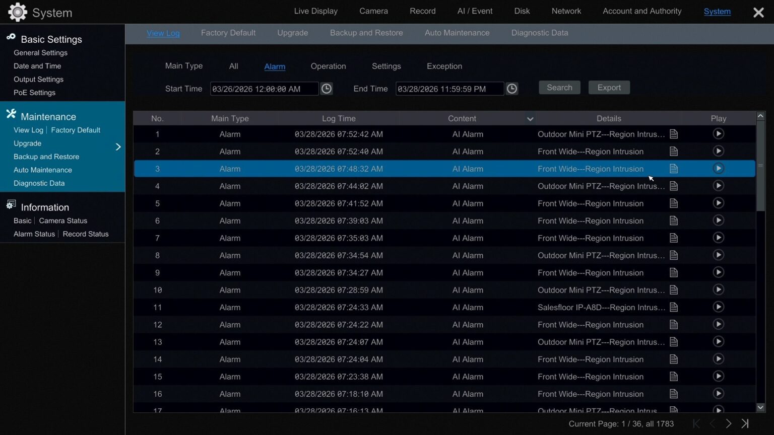 DVR NVR System Log Screen | Security Camera & Video Surveillance Blog