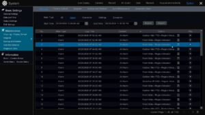 DVR NVR System Log Screen