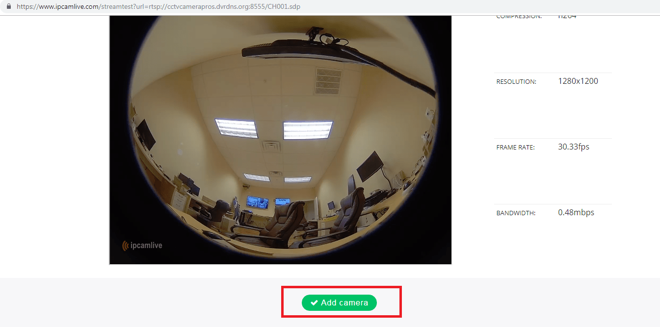 Fisheye embed rtsp