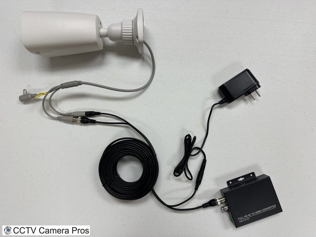 CCTV Security Camera Connected to an HDMI Converter