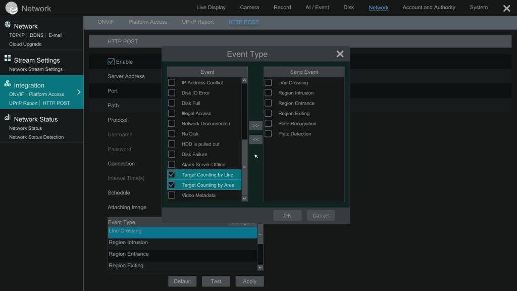 IP Camera API enable events on NVR
