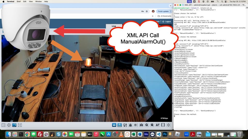 IP Camera API trigger alarm relay output