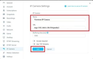 IP camera Zoom RTSP setup