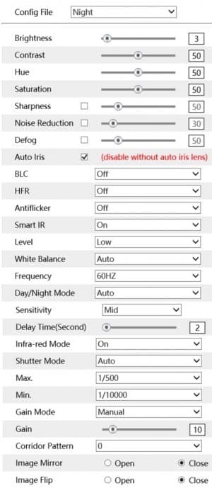 LPR Camera Night Settings