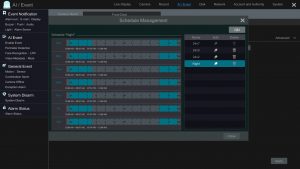 NVR add custom alarm schedule