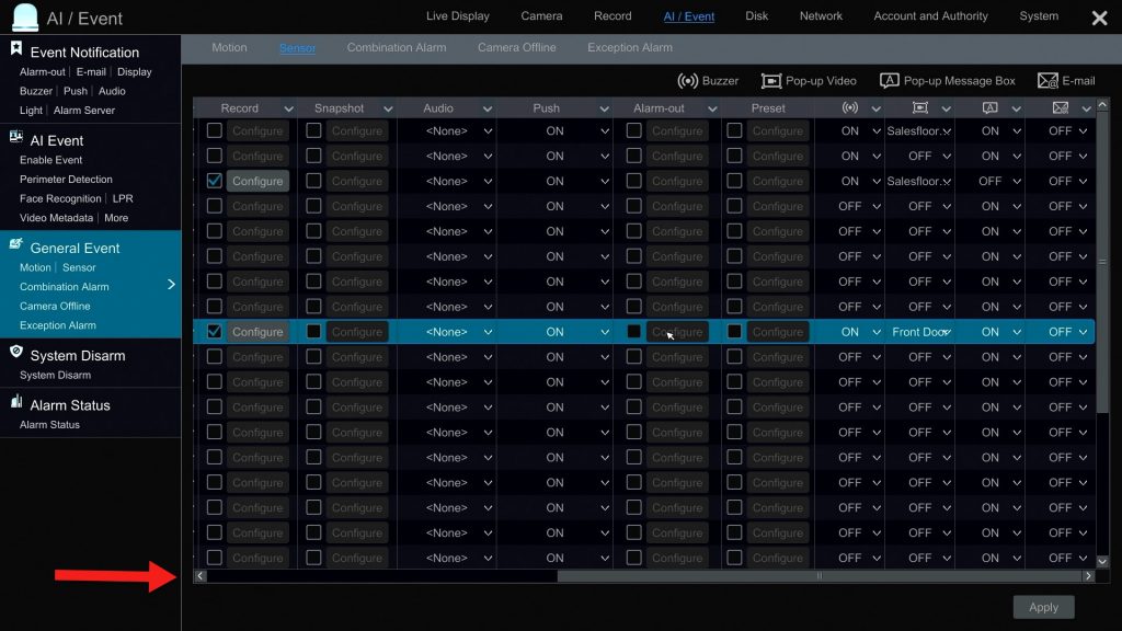 NVR virtual alarm setup 2