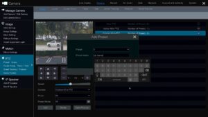 PTZ camera preset name