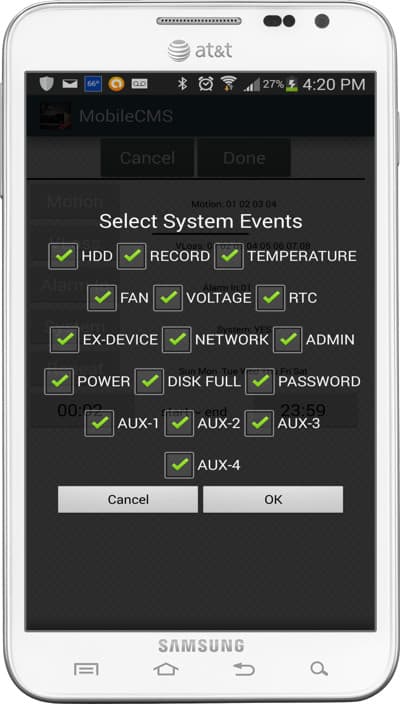 Surveillance System Push Notification App Events