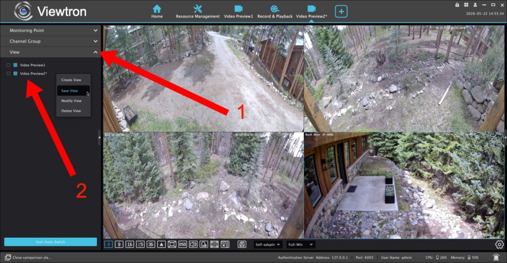 VMS software save security camera live view