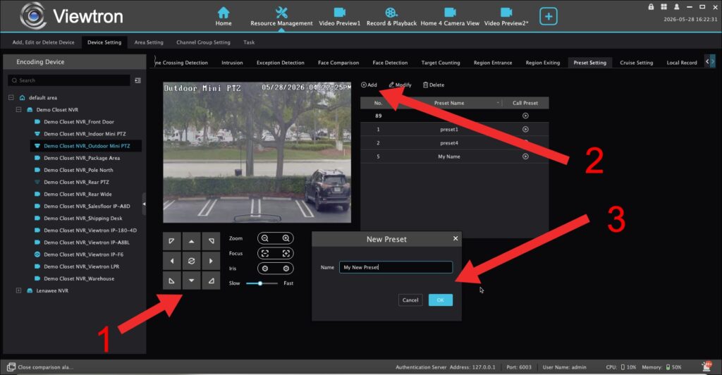 add PTZ preset