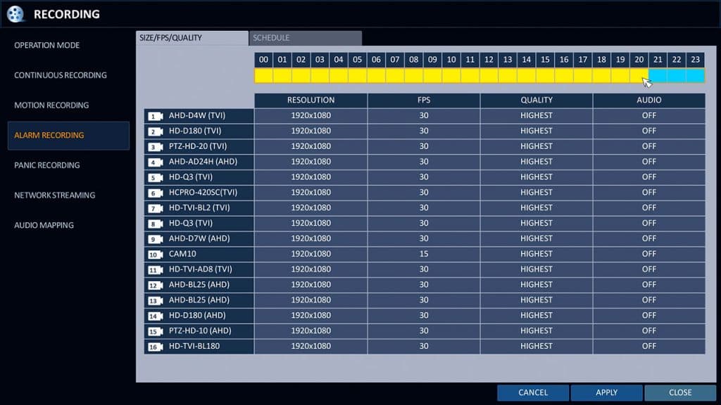 Alarm Recording CCTV Camera DVR Setup