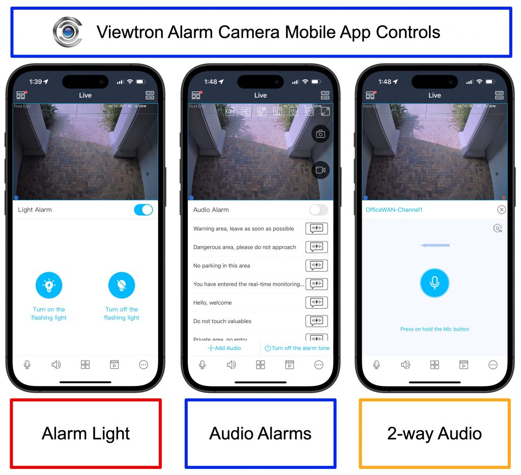 alarm security camera mobile app remote controls