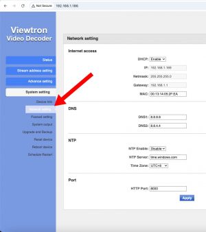 DHCP or static IP Address