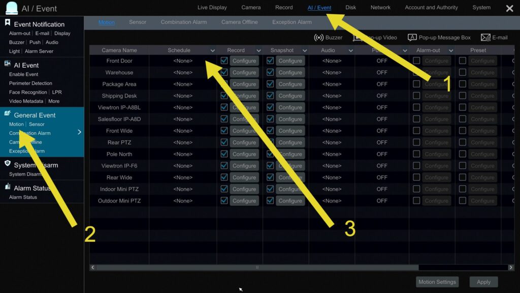disable motion detection