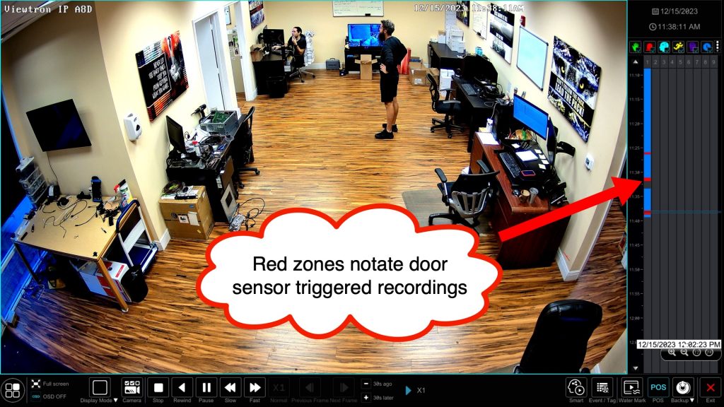 magnetic door sensor triggered recordings