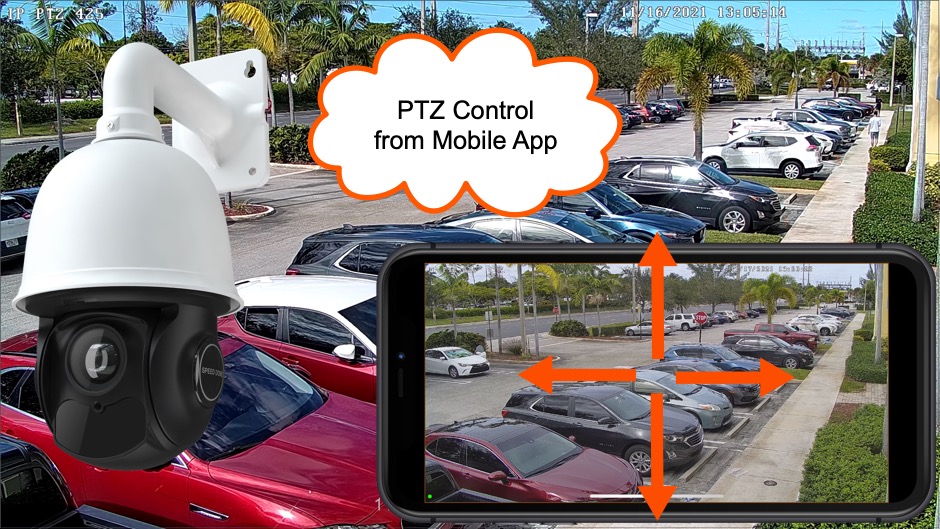 mobile app PTZ camera controls