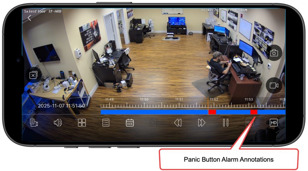 panic button alarm recordings mobile app