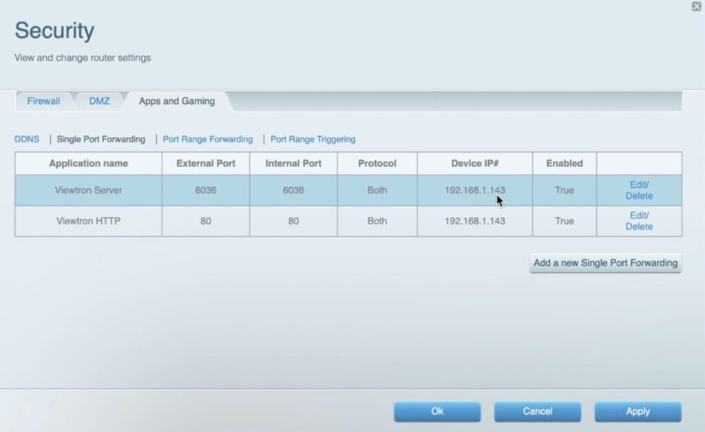 port forwarding setup