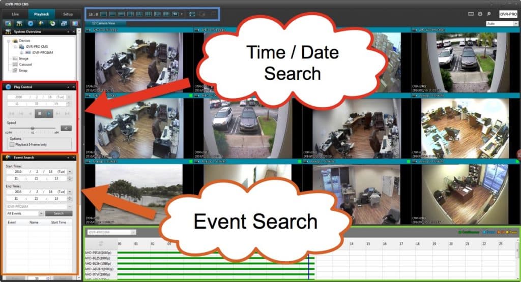 recorded video surveillance search playback
