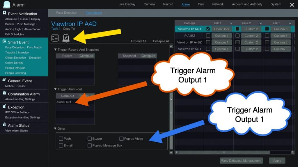 security DVR alarm output