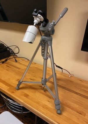 security camera attached to tripod