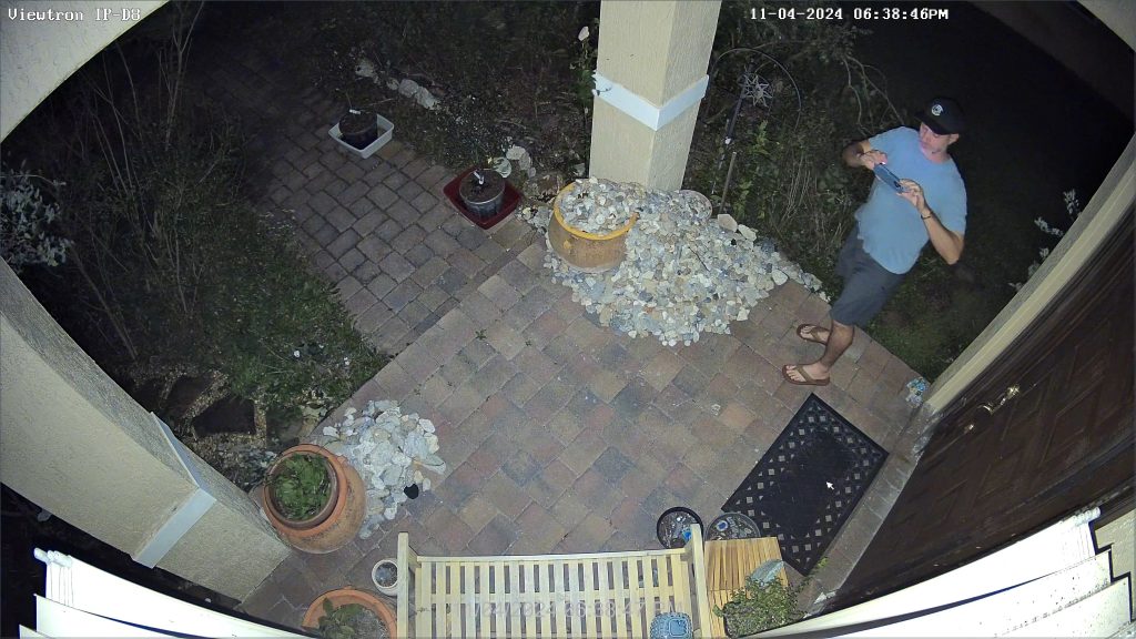 security camera with spotlight on