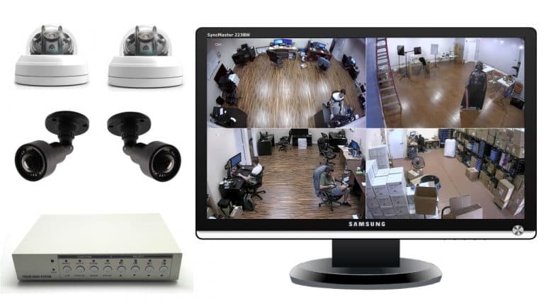 4 Security Camera with Monitor Systems for Live Video Display