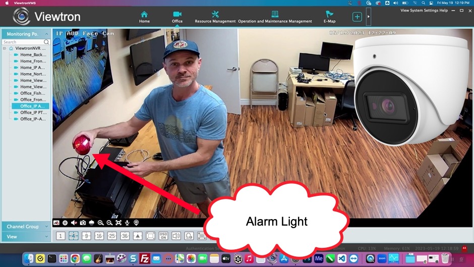 Remotely Trigger an Alarm Light via DVR Alarm Output