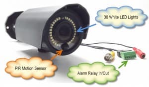 Surveillance Camera with Alarm Relay PIR Sensor