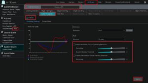 Viewtron NVR Audio Exception setup with Enable and sudden increase detection