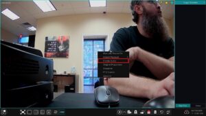 Viewtron NVR HDMI live view right-click menu with Enable Audio highlighted